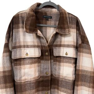 Banana Republic plaid shacket jacket brown women’s XXL oversized